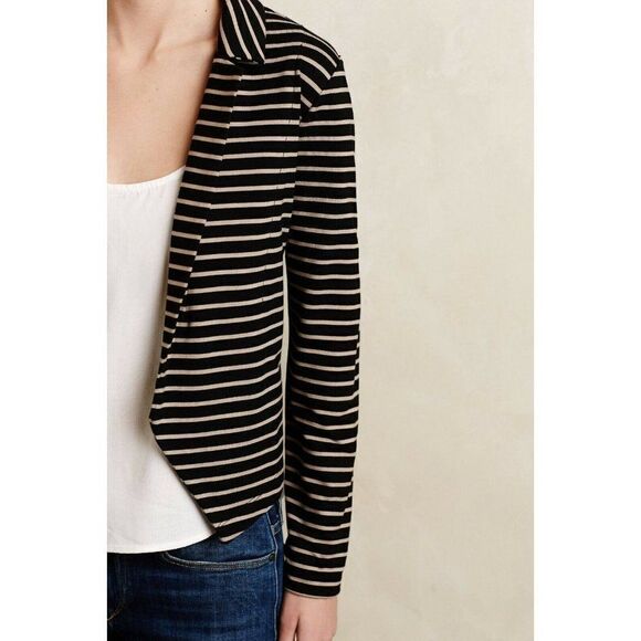 Anthropologie Dolan Shadow Band Ponte Knit Open Cropped Blazer Medium Black - Picture 3 of 9